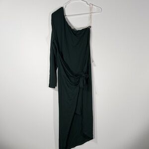 Elegant One Shoulder Dark Green Dress